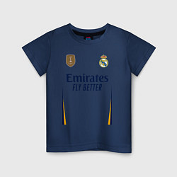 Футболка хлопковая детская Реал Мадрид форма 2324 домашняя, цвет: тёмно-синий