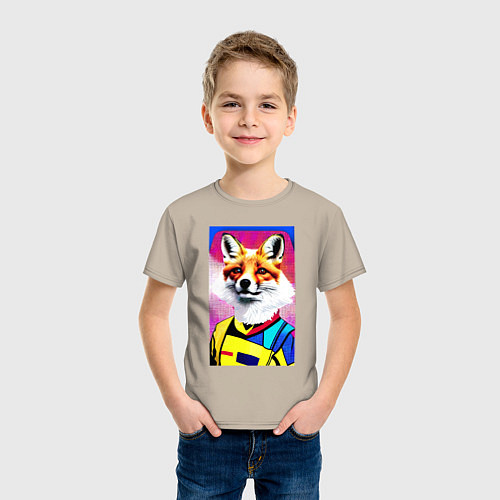 Детская футболка Fox - pop art - fashionista / Миндальный – фото 3