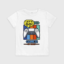 Футболка хлопковая детская Gamer by night, цвет: белый