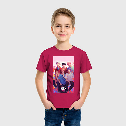 Детская футболка BTS art anime style / Маджента – фото 3