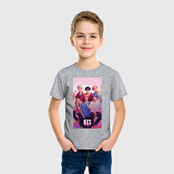Футболка хлопковая детская BTS art anime style, цвет: меланж — фото 2