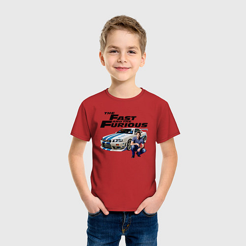 Детская футболка Брайан ОКоннер Nissan Skyline R34 / Красный – фото 3