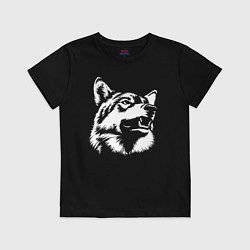Футболка хлопковая детская Голова волка Wolf head, цвет: черный