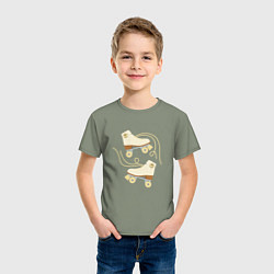 Футболка хлопковая детская Ретро ролики со смайлом, цвет: авокадо — фото 2