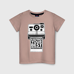 Футболка хлопковая детская Polaroid best memories, цвет: пыльно-розовый