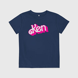 Футболка хлопковая детская Логотип розовый Кен, цвет: тёмно-синий