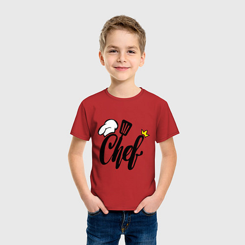 Детская футболка Надпись - шеф повар / Красный – фото 3