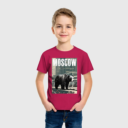 Детская футболка Москва - Россия - медведь / Маджента – фото 3