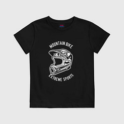 Футболка хлопковая детская Mountain bike helmet, цвет: черный