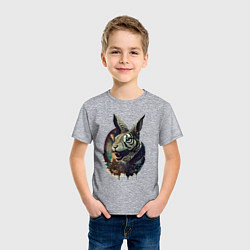 Футболка хлопковая детская Свирепый зайчара - нейросеть, цвет: меланж — фото 2