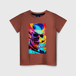Футболка хлопковая детская Cool skull - pop art, цвет: кирпичный