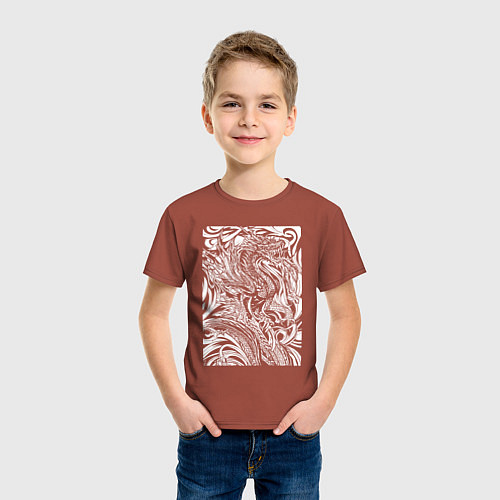 Детская футболка Dragon - tattoo / Кирпичный – фото 3