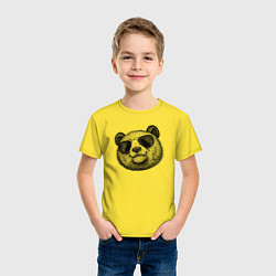 Футболка хлопковая детская Панда в очках, цвет: желтый — фото 2