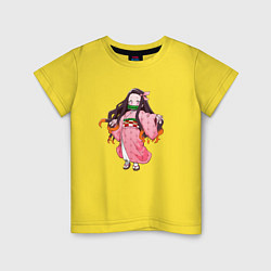 Футболка хлопковая детская Незуко Комадо, цвет: желтый