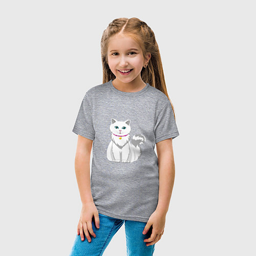 Детская футболка Красивая белая кошка / Меланж – фото 4