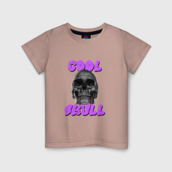 Футболка хлопковая детская Cool Skull, цвет: пыльно-розовый