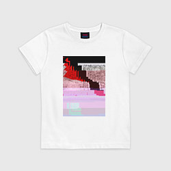 Футболка хлопковая детская Abstract glitch, цвет: белый