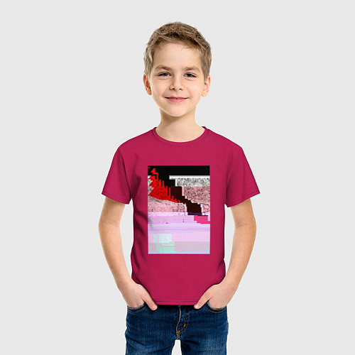 Детская футболка Abstract glitch / Маджента – фото 3