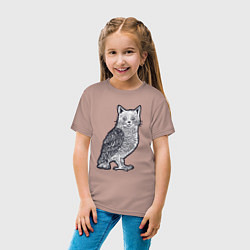 Футболка хлопковая детская Кошка сова, цвет: пыльно-розовый — фото 2