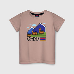 Футболка хлопковая детская Горная Армения, цвет: пыльно-розовый