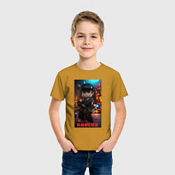 Футболка хлопковая детская Roblox man, цвет: горчичный — фото 2