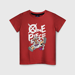 Футболка хлопковая детская One piece - Луффи гир 5, цвет: красный