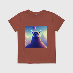 Футболка хлопковая детская Лама преисполнилась в своем познании, цвет: кирпичный