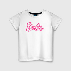 Футболка хлопковая детская Барби Фильм Логотип, цвет: белый