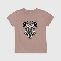 Футболка хлопковая детская Сова викинга, цвет: пыльно-розовый