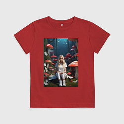 Футболка хлопковая детская Alice in Wonderland, цвет: красный