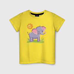 Футболка хлопковая детская Летний слоник, цвет: желтый