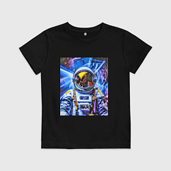 Футболка хлопковая детская Космонавт и свечение, цвет: черный