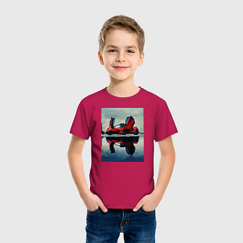 Детская футболка Спорт кар с дверями верх / Маджента – фото 3