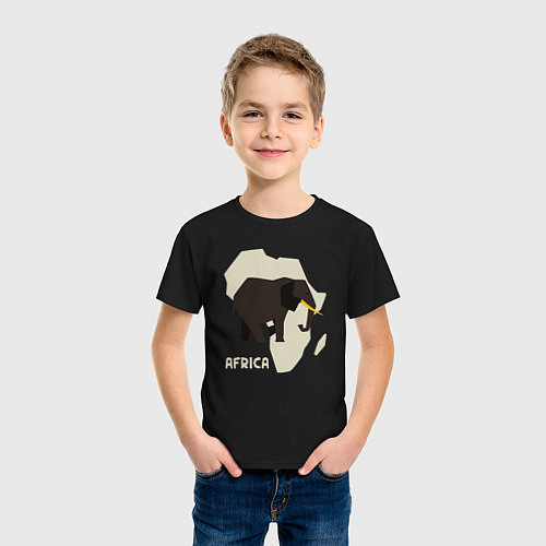 Детская футболка Слон из Африки / Черный – фото 3