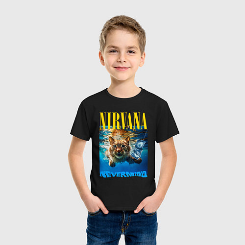 Детская футболка Кот Нирвана / Черный – фото 3