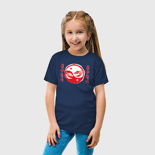 Детская футболка Дракон ин янь 2024 / Тёмно-синий – фото 4