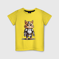 Футболка хлопковая детская Рыжий кот в доспехах, цвет: желтый