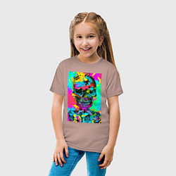 Футболка хлопковая детская Cool skull - pop art - vogue, цвет: пыльно-розовый — фото 2