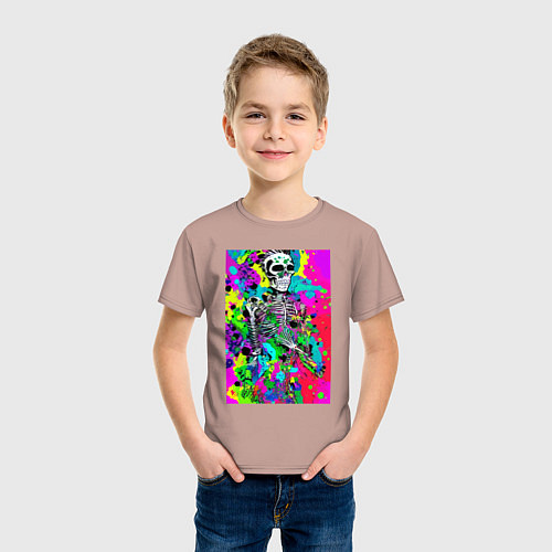 Детская футболка Funny skeleton - pop art / Пыльно-розовый – фото 3