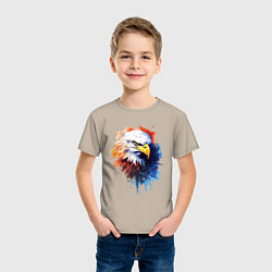 Футболка хлопковая детская Граффити с орлом, цвет: миндальный — фото 2