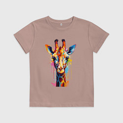 Футболка хлопковая детская Граффити с жирафом, цвет: пыльно-розовый