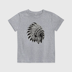 Футболка хлопковая детская Индеец шаман, цвет: меланж