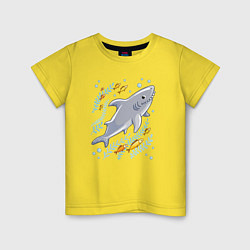 Футболка хлопковая детская Приключения акулы, цвет: желтый