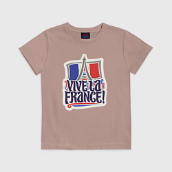 Футболка хлопковая детская Vive la France, цвет: пыльно-розовый