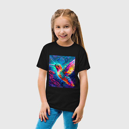 Детская футболка Колибри собирает нектар / Черный – фото 4