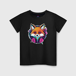 Футболка хлопковая детская Neon fox, цвет: черный