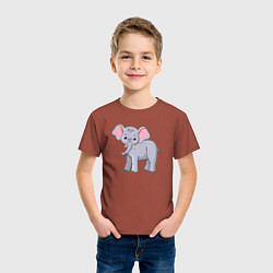 Футболка хлопковая детская Сute elephant, цвет: кирпичный — фото 2