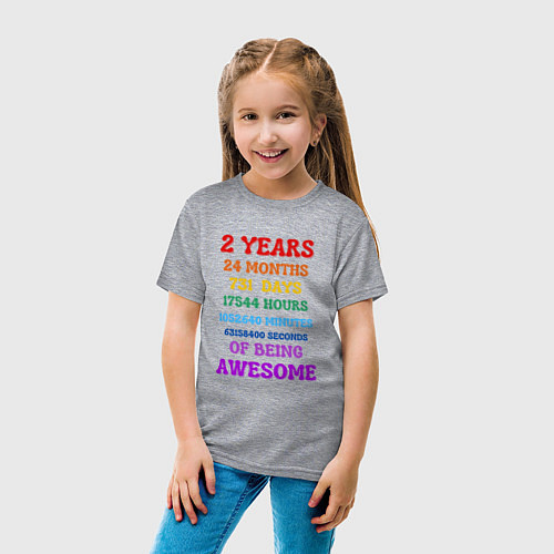 Детская футболка Два года - в месяцах - днях - минутах - секундах / Меланж – фото 4