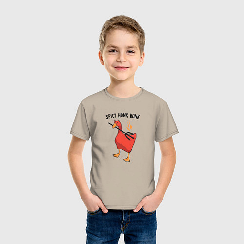 Детская футболка Spicy honk bonk - Untitled Goose Game / Миндальный – фото 3