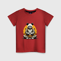 Футболка хлопковая детская Панда на медитации, цвет: красный